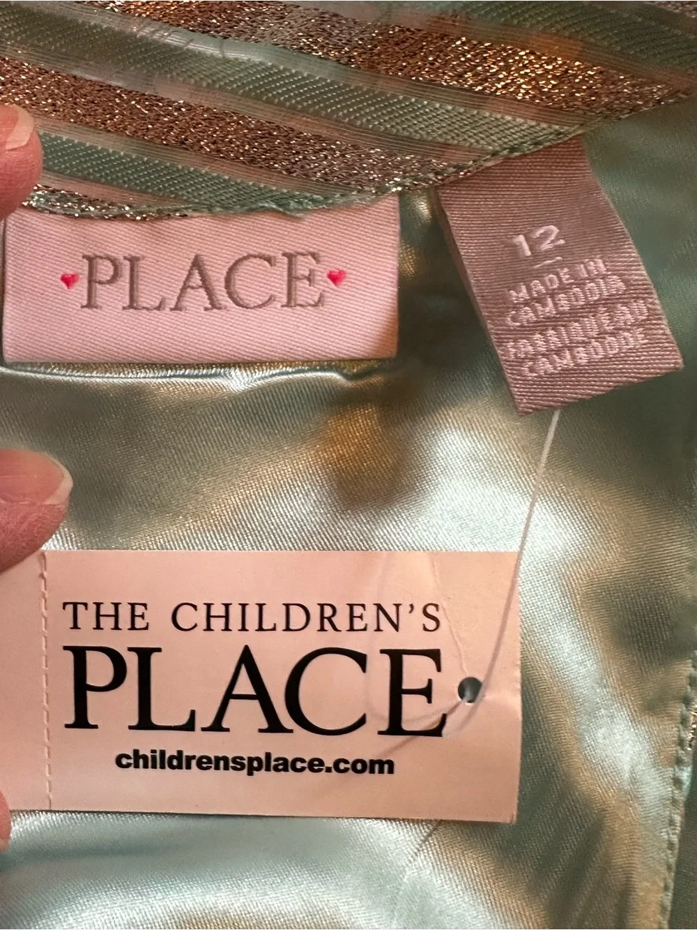 The Childrens Place Girls Metallic Stripe Party Dress size 12
